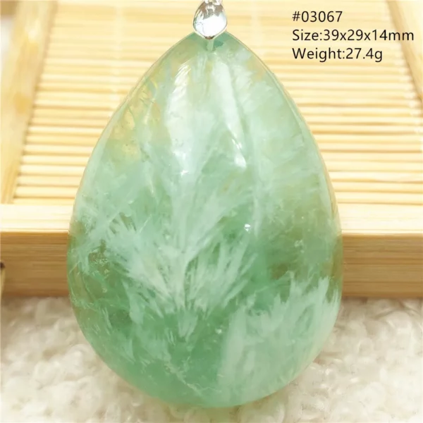 Natural Blue Green Feather Fluorite Quartz Pendant Necklace Jewelry Fashion Gift Women Water Drop Colorful Angel Fluorite AAAAA