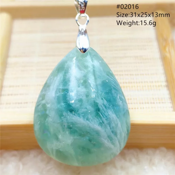 Natural Blue Green Feather Fluorite Quartz Pendant Necklace Jewelry Fashion Gift Women Water Drop Colorful Angel Fluorite AAAAA