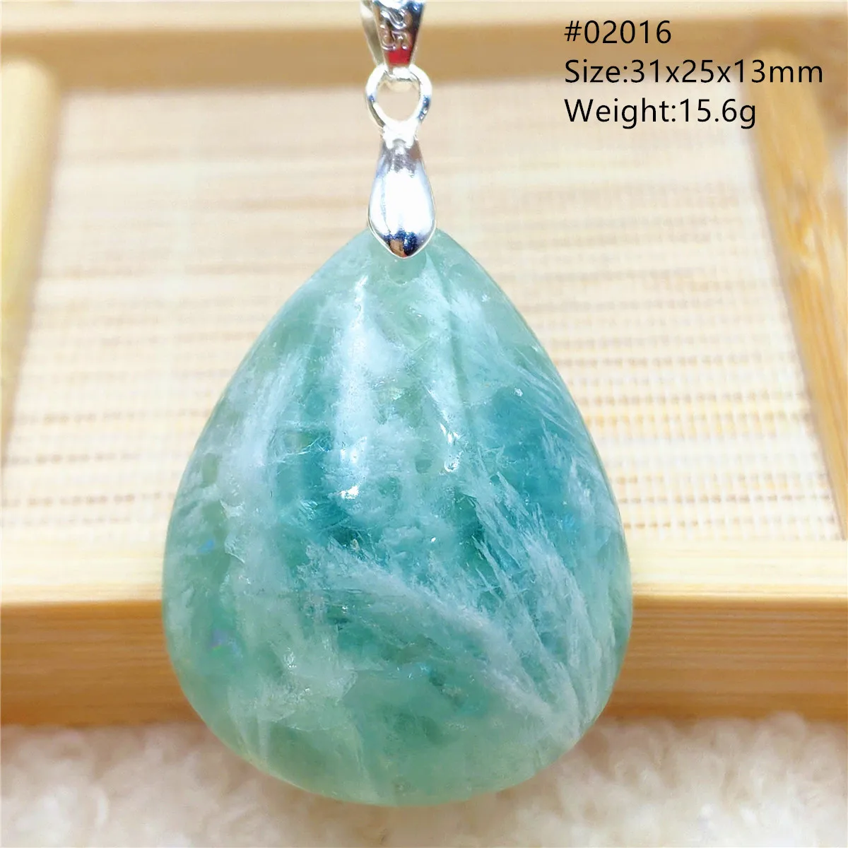 Natural Blue Green Feather Fluorite Quartz Pendant Necklace Jewelry Fashion Gift Women Water Drop Colorful Angel Fluorite AAAAA - Image 5