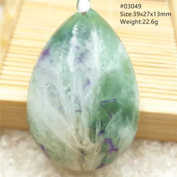 Natural Blue Green Feather Fluorite Quartz Pendant Necklace Jewelry Fashion Gift Women Water Drop Colorful Angel Fluorite AAAAA