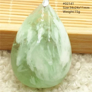 Natural Blue Green Feather Fluorite Quartz Pendant Necklace Jewelry Fashion Gift Women Water Drop Colorful Angel Fluorite AAAAA - Image 7