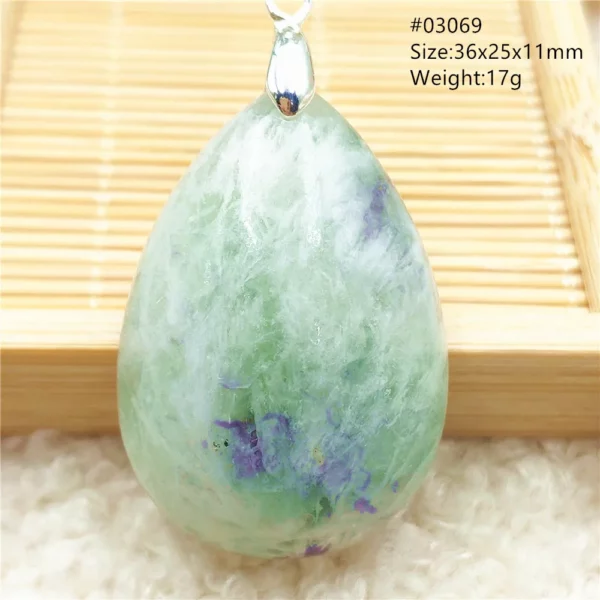 Natural Blue Green Feather Fluorite Quartz Pendant Necklace Jewelry Fashion Gift Women Water Drop Colorful Angel Fluorite AAAAA
