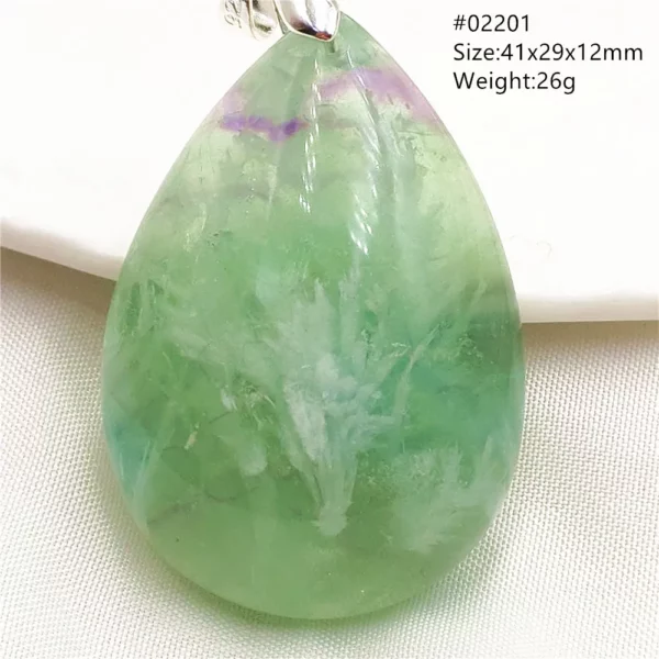 Natural Blue Green Feather Fluorite Quartz Pendant Necklace Jewelry Fashion Gift Women Water Drop Colorful Angel Fluorite AAAAA