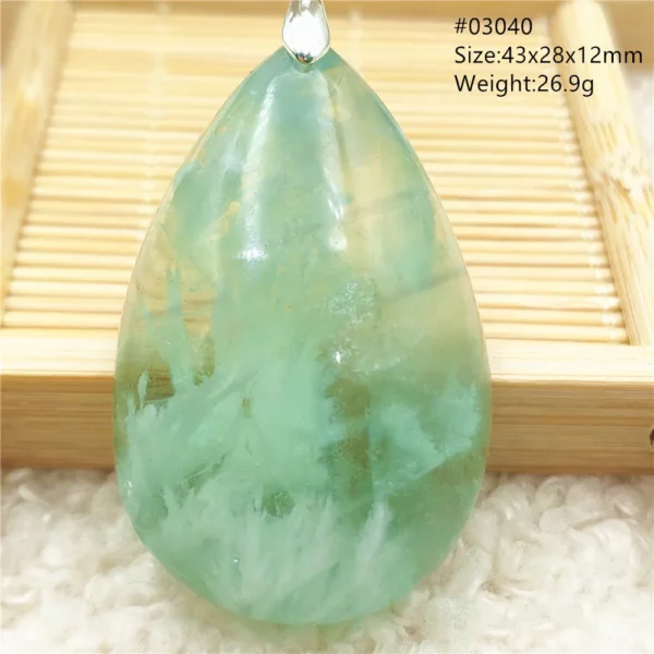 Natural Blue Green Feather Fluorite Quartz Pendant Necklace Jewelry Fashion Gift Women Water Drop Colorful Angel Fluorite AAAAA