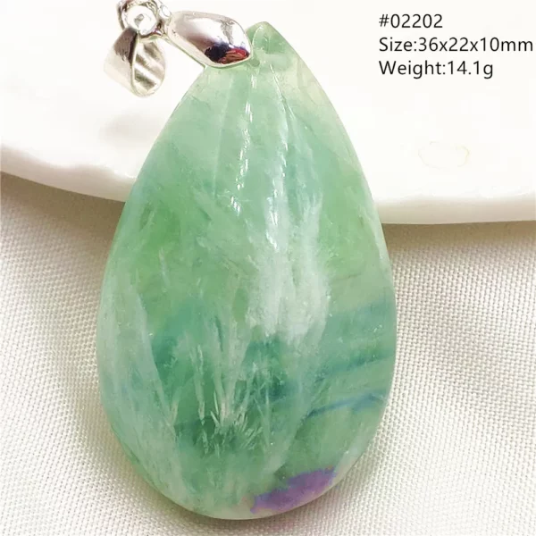 Natural Blue Green Feather Fluorite Quartz Pendant Necklace Jewelry Fashion Gift Women Water Drop Colorful Angel Fluorite AAAAA