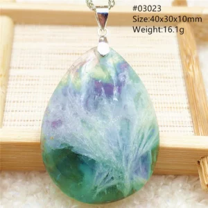 Natural Blue Green Feather Fluorite Quartz Pendant Necklace Jewelry Fashion Gift Women Water Drop Colorful Angel Fluorite AAAAA - Image 12