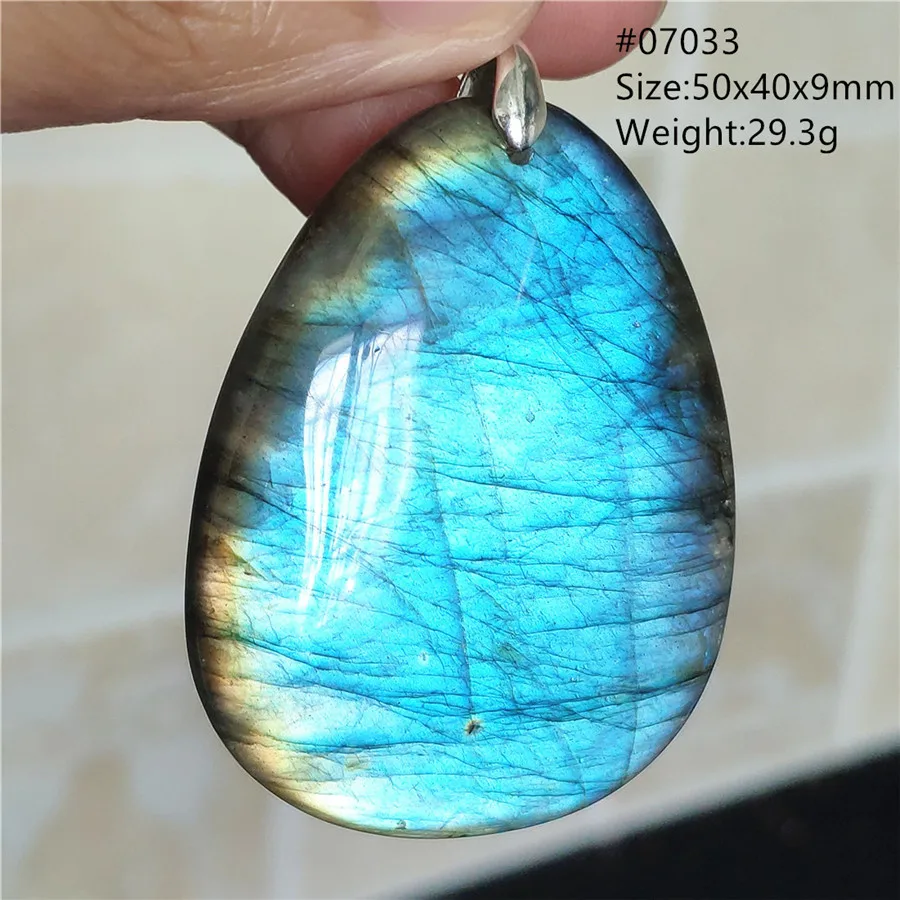 Natural Blue Labradorite Bead Necklace, AAAAA - Image 8