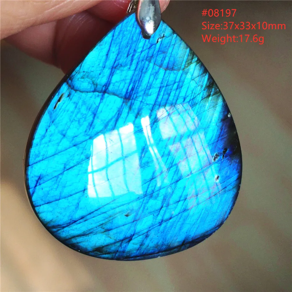 Natural Blue Labradorite Pendant Necklace Jewelry Beads Women Men Colorful Labradorite Stone Necklace Pendant AAAAA - Image 3