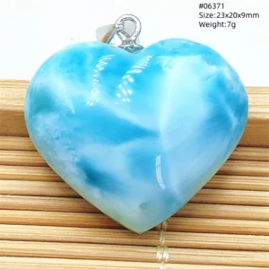 Natural Blue Larimar Heart Pendant Necklace Gemstone Women Men Larimar 17.5*19mm 18K Gold Love Larimar Fashion Jewelry AAAAAA - Image 2