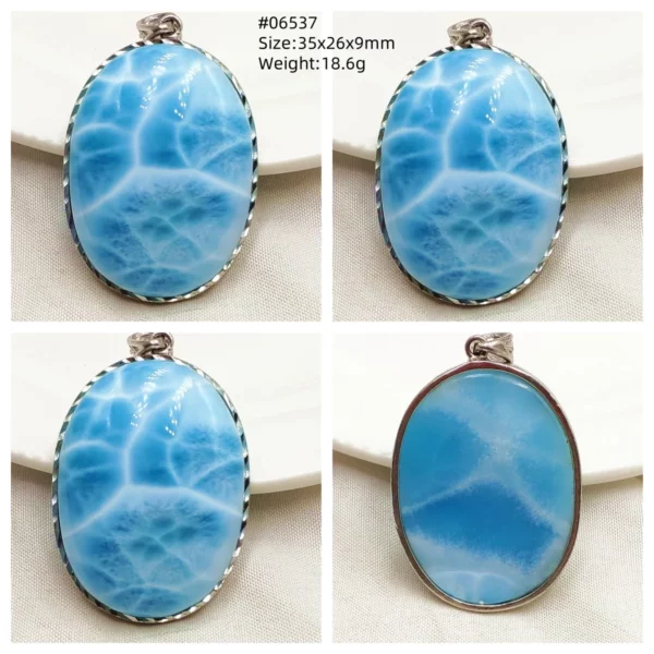 Natural Blue Larimar Heart Pendant Necklace Gemstone Women Men Larimar 17.5*19mm 18K Gold Love Larimar Fashion Jewelry AAAAAA