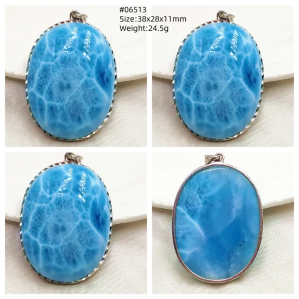 Natural Blue Larimar Heart Pendant Necklace Gemstone Women Men Larimar 17.5*19mm 18K Gold Love Larimar Fashion Jewelry AAAAAA
