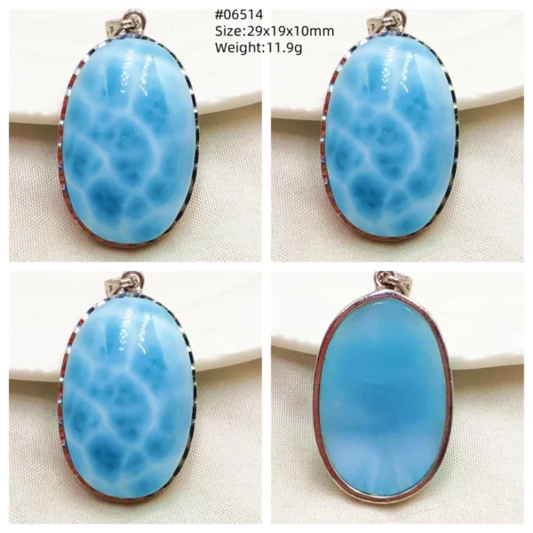Natural Blue Larimar Heart Pendant Necklace Gemstone Women Men Larimar 17.5*19mm 18K Gold Love Larimar Fashion Jewelry AAAAAA