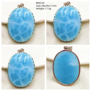 Natural Blue Larimar Heart Pendant Necklace Gemstone Women Men Larimar 17.5*19mm 18K Gold Love Larimar Fashion Jewelry AAAAAA - Image 27