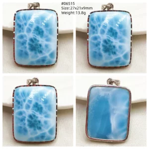 Natural Blue Larimar Heart Pendant Necklace Gemstone Women Men Larimar 17.5*19mm 18K Gold Love Larimar Fashion Jewelry AAAAAA - Image 22