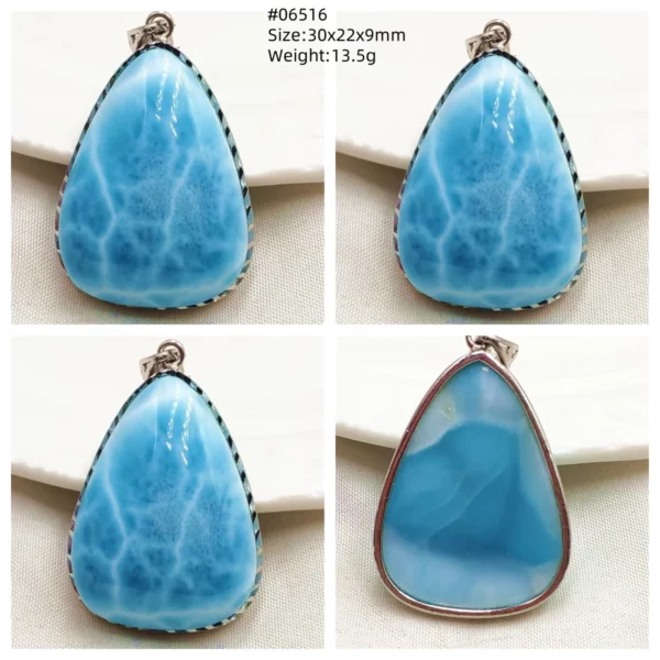 Natural Blue Larimar Heart Pendant Necklace Gemstone Women Men Larimar 17.5*19mm 18K Gold Love Larimar Fashion Jewelry AAAAAA