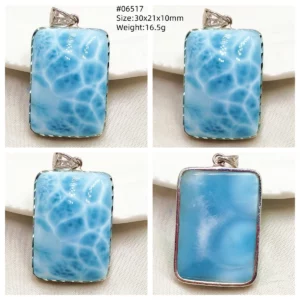 Natural Blue Larimar Heart Pendant Necklace Gemstone Women Men Larimar 17.5*19mm 18K Gold Love Larimar Fashion Jewelry AAAAAA - Image 20