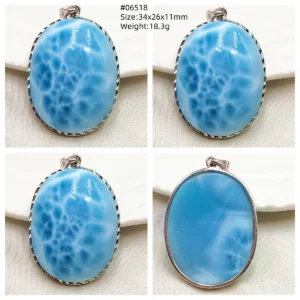 Natural Blue Larimar Heart Pendant Necklace Gemstone Women Men Larimar 17.5*19mm 18K Gold Love Larimar Fashion Jewelry AAAAAA - Image 21