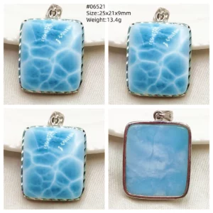 Natural Blue Larimar Heart Pendant Necklace Gemstone Women Men Larimar 17.5*19mm 18K Gold Love Larimar Fashion Jewelry AAAAAA - Image 24