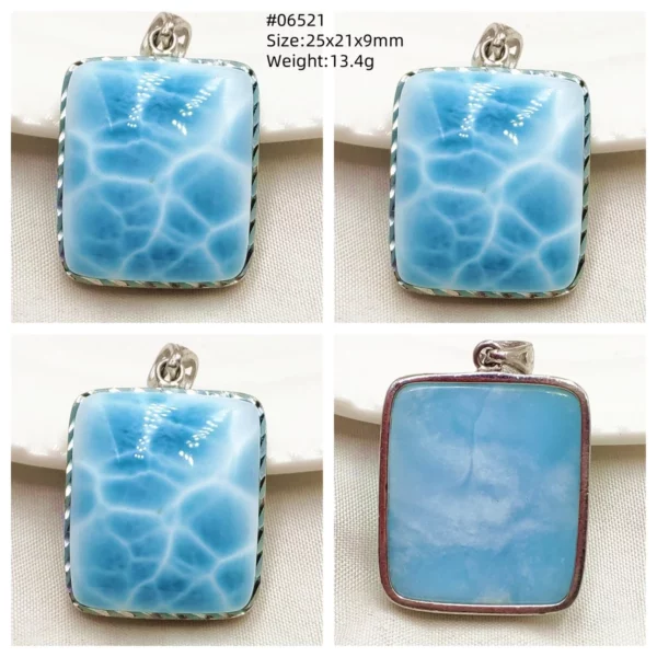 Natural Blue Larimar Heart Pendant Necklace Gemstone Women Men Larimar 17.5*19mm 18K Gold Love Larimar Fashion Jewelry AAAAAA