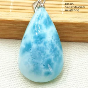 Natural Blue Larimar Heart Pendant Necklace Gemstone Women Men Larimar 17.5*19mm 18K Gold Love Larimar Fashion Jewelry AAAAAA - Image 4