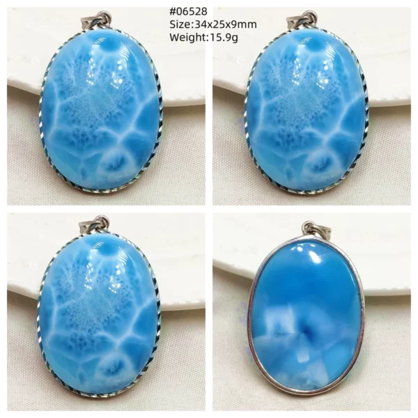 Natural Blue Larimar Heart Pendant Necklace Gemstone Women Men Larimar 17.5*19mm 18K Gold Love Larimar Fashion Jewelry AAAAAA