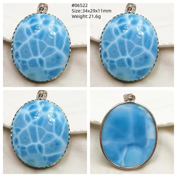 Natural Blue Larimar Heart Pendant Necklace Gemstone Women Men Larimar 17.5*19mm 18K Gold Love Larimar Fashion Jewelry AAAAAA