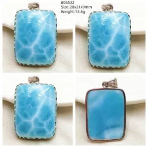 Natural Blue Larimar Heart Pendant Necklace Gemstone Women Men Larimar 17.5*19mm 18K Gold Love Larimar Fashion Jewelry AAAAAA - Image 48