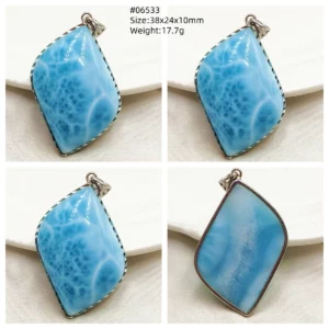 Natural Blue Larimar Heart Pendant Necklace Gemstone Women Men Larimar 17.5*19mm 18K Gold Love Larimar Fashion Jewelry AAAAAA - Image 47