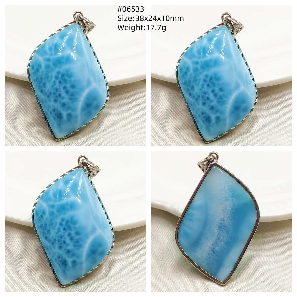 Natural Blue Larimar Heart Pendant Necklace Gemstone Women Men Larimar 17.5*19mm 18K Gold Love Larimar Fashion Jewelry AAAAAA - Image 47