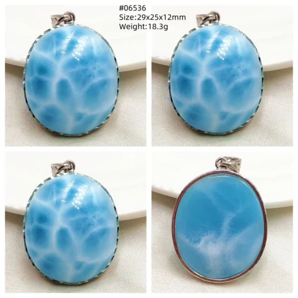 Natural Blue Larimar Heart Pendant Necklace Gemstone Women Men Larimar 17.5*19mm 18K Gold Love Larimar Fashion Jewelry AAAAAA