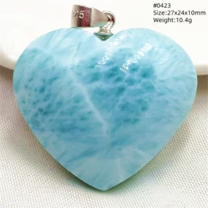 Natural Blue Larimar Heart Pendant Necklace Gemstone Women Men Larimar 17.5*19mm 18K Gold Love Larimar Fashion Jewelry AAAAAA - Image 15