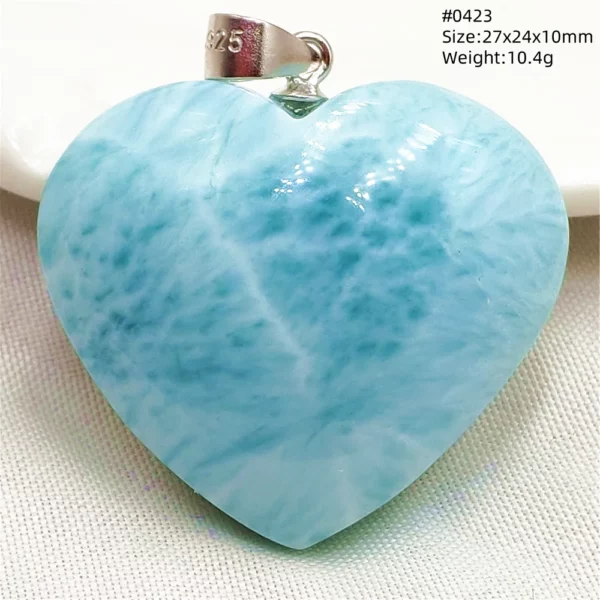 Natural Blue Larimar Heart Pendant Necklace Gemstone Women Men Larimar 17.5*19mm 18K Gold Love Larimar Fashion Jewelry AAAAAA