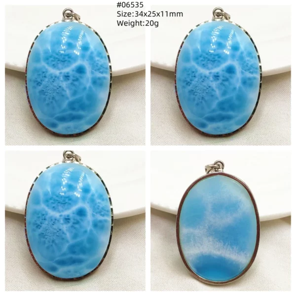 Natural Blue Larimar Heart Pendant Necklace Gemstone Women Men Larimar 17.5*19mm 18K Gold Love Larimar Fashion Jewelry AAAAAA