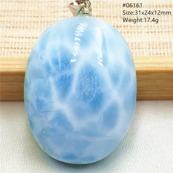 Oval Blue Larimar Teardrop Pendant Necklace, AAAAAA