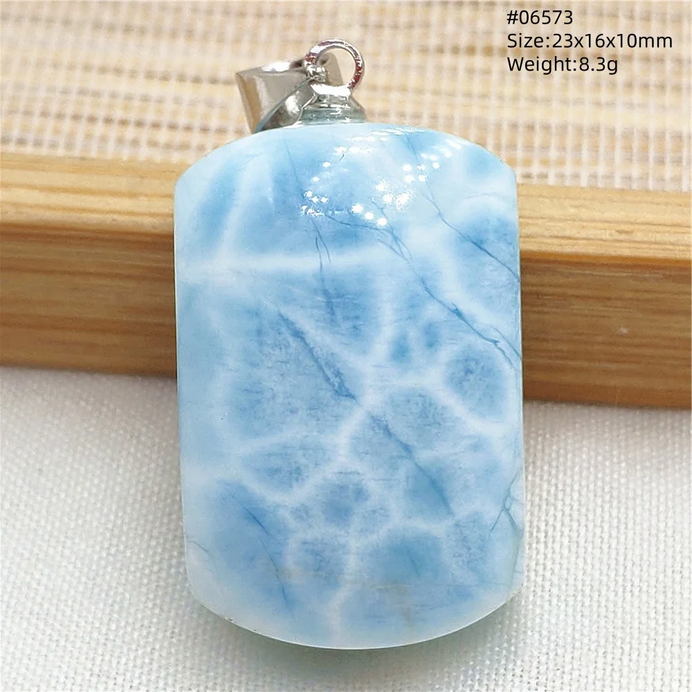 Oval Blue Larimar Teardrop Pendant Necklace, AAAAAA - Image 20