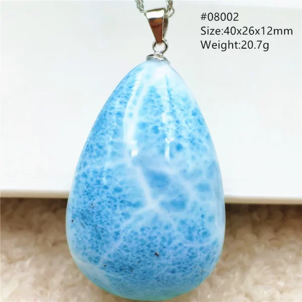 Oval Blue Larimar Teardrop Pendant Necklace, AAAAAA