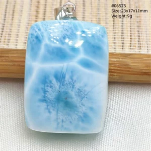 Oval Blue Larimar Teardrop Pendant Necklace, AAAAAA - Image 18