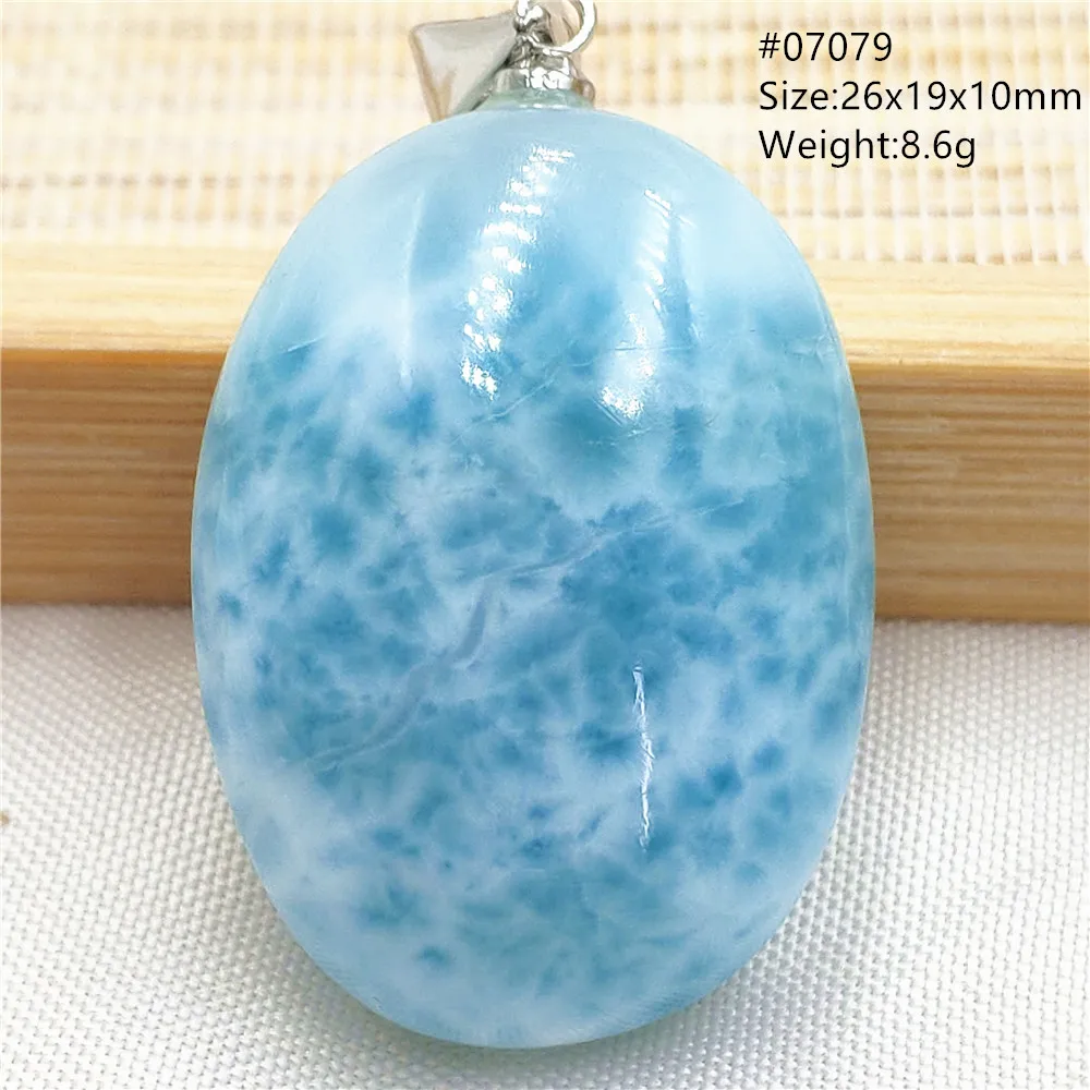 Oval Blue Larimar Teardrop Pendant Necklace, AAAAAA - Image 56