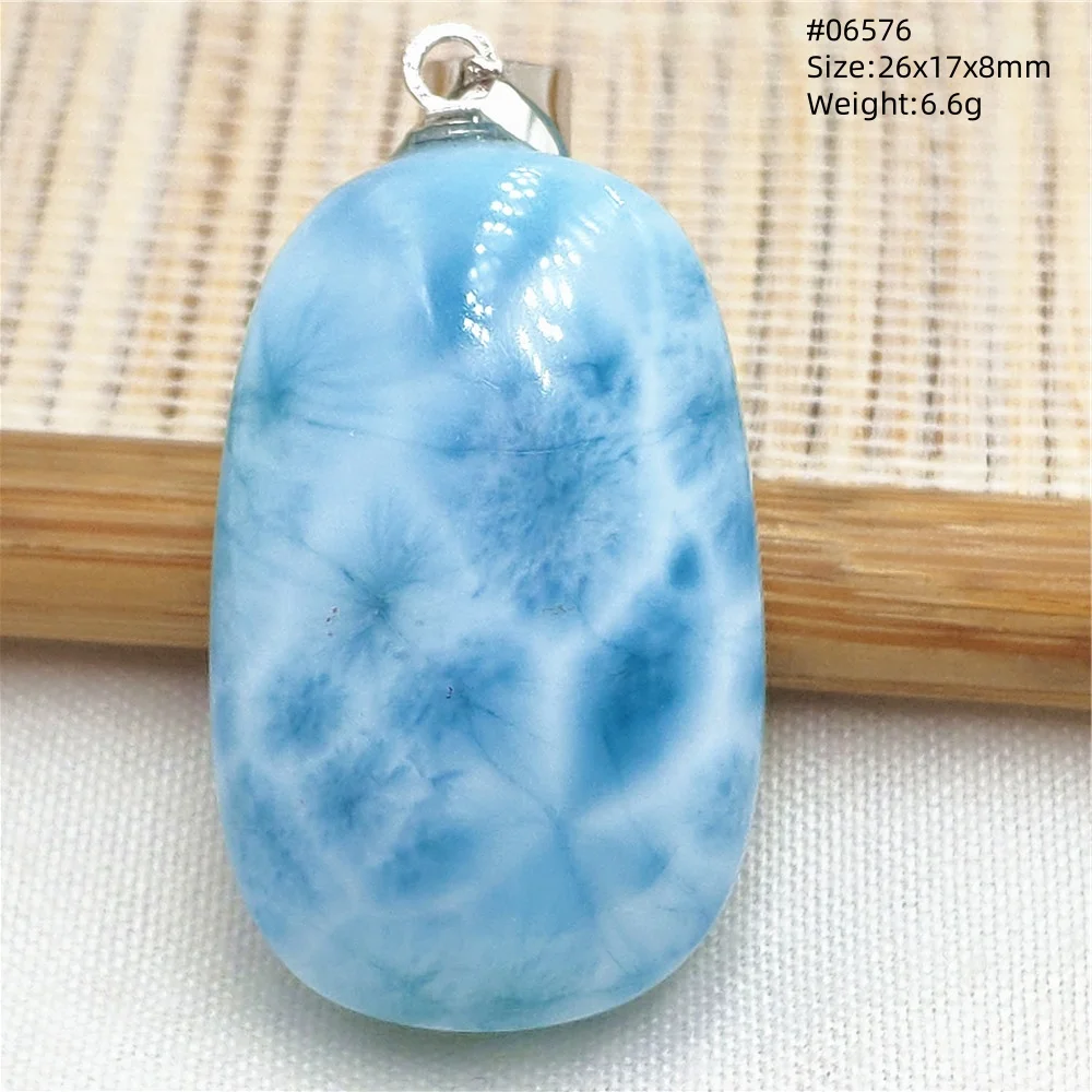 Oval Blue Larimar Teardrop Pendant Necklace, AAAAAA - Image 16