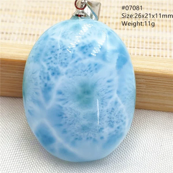 Oval Blue Larimar Teardrop Pendant Necklace, AAAAAA