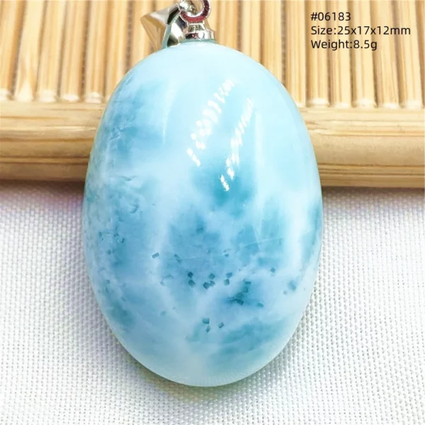 Oval Blue Larimar Teardrop Pendant Necklace, AAAAAA