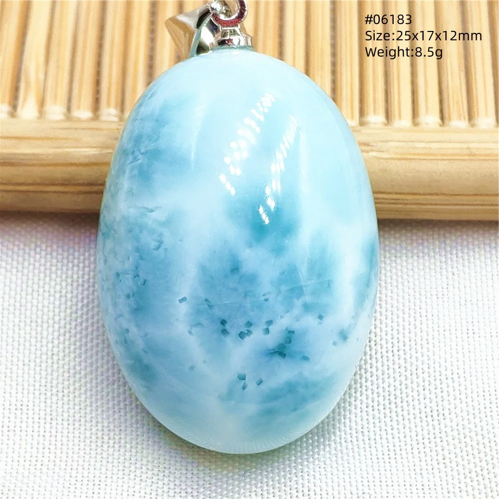 Oval Blue Larimar Teardrop Pendant Necklace, AAAAAA - Image 39