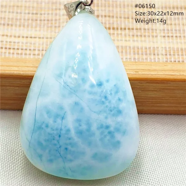 Oval Blue Larimar Teardrop Pendant Necklace, AAAAAA