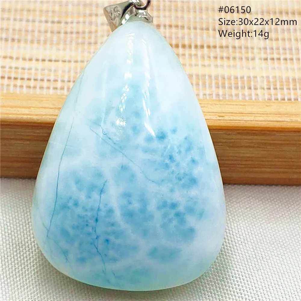 Oval Blue Larimar Teardrop Pendant Necklace, AAAAAA - Image 28