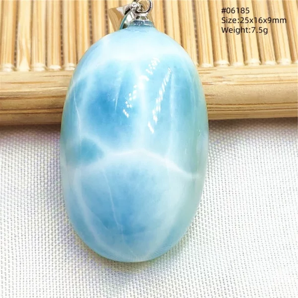Oval Blue Larimar Teardrop Pendant Necklace, AAAAAA