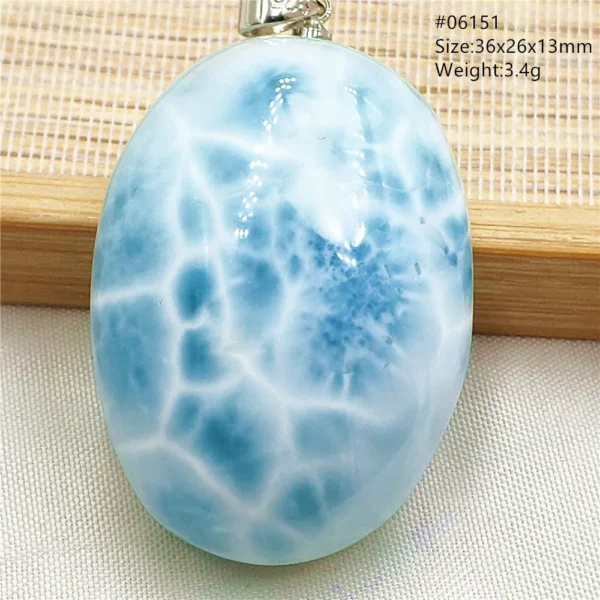 Oval Blue Larimar Teardrop Pendant Necklace, AAAAAA