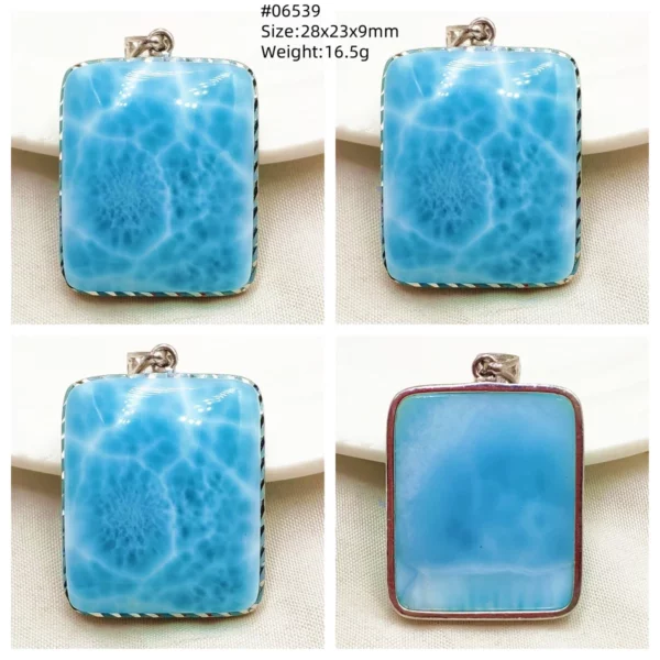 Oval Blue Larimar Teardrop Pendant Necklace, AAAAAA