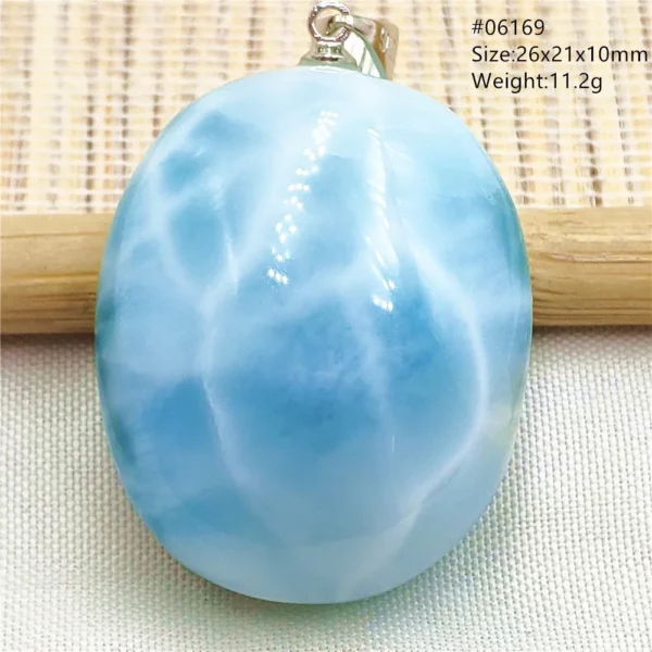 Oval Blue Larimar Teardrop Pendant Necklace, AAAAAA