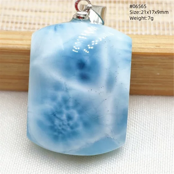 Oval Blue Larimar Teardrop Pendant Necklace, AAAAAA