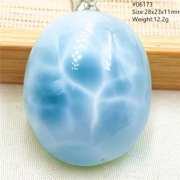 Oval Blue Larimar Teardrop Pendant Necklace, AAAAAA